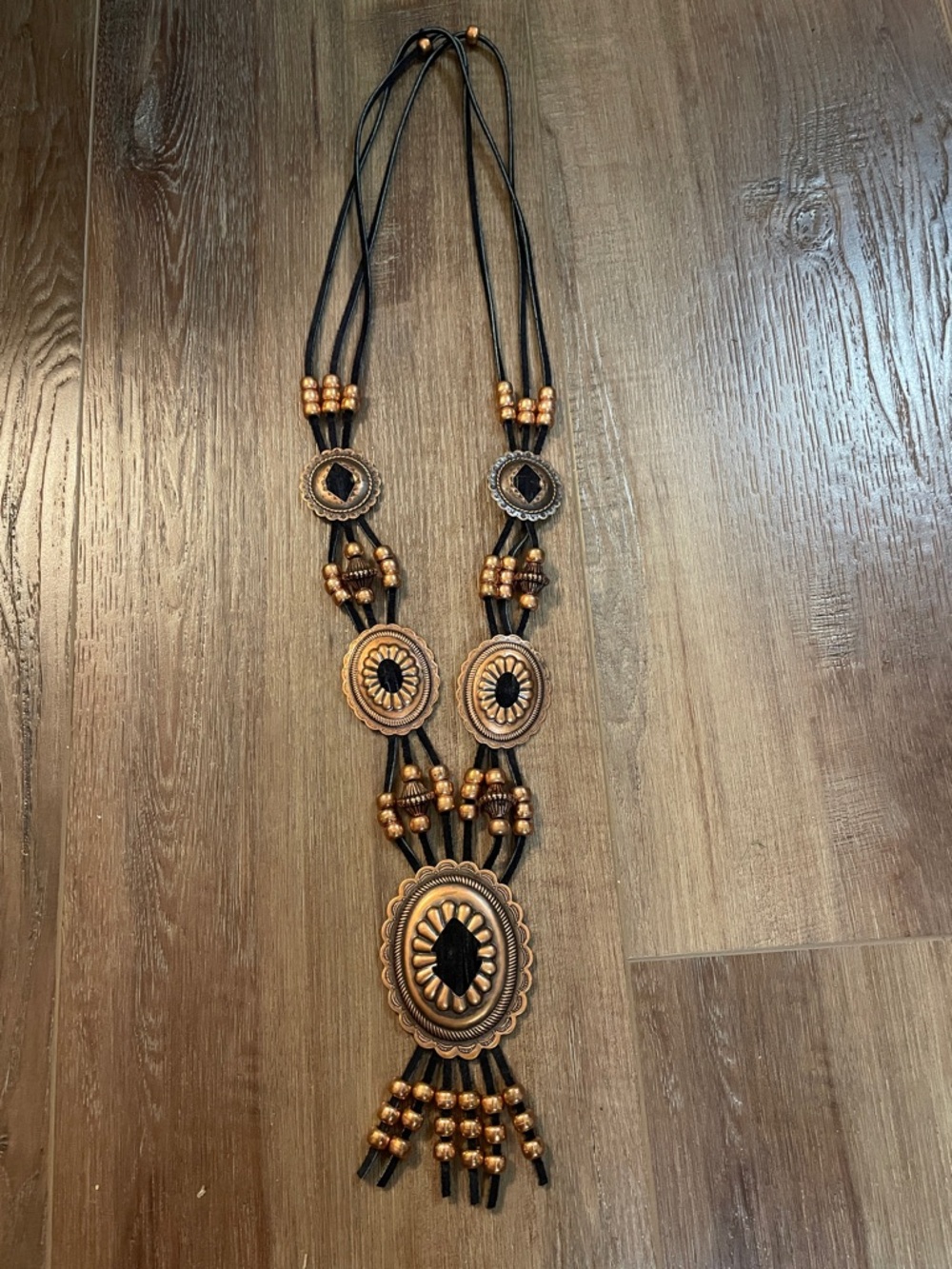 VTG Tribal/Southwestern Concho Necklace 22" long